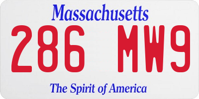 MA license plate 286MW9