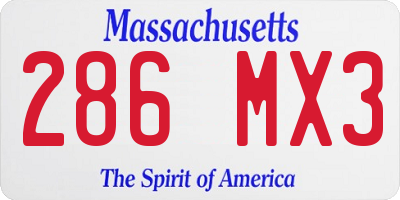MA license plate 286MX3