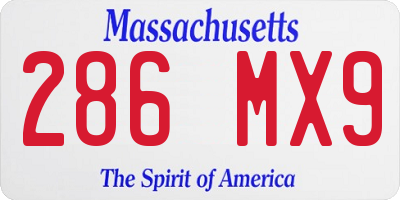 MA license plate 286MX9