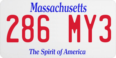 MA license plate 286MY3