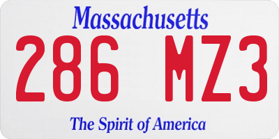 MA license plate 286MZ3