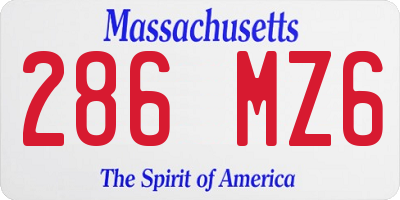 MA license plate 286MZ6