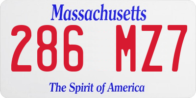 MA license plate 286MZ7