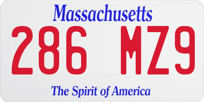 MA license plate 286MZ9