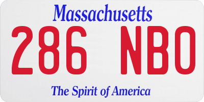 MA license plate 286NB0