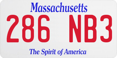 MA license plate 286NB3