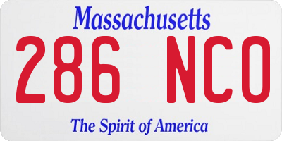 MA license plate 286NC0