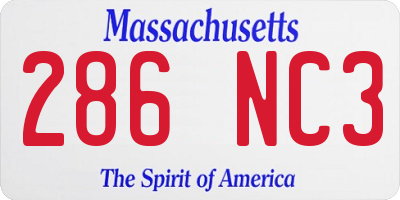 MA license plate 286NC3