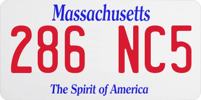 MA license plate 286NC5