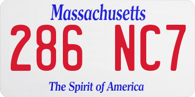 MA license plate 286NC7