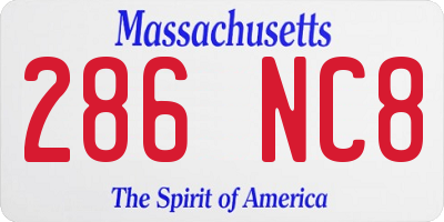 MA license plate 286NC8
