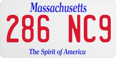 MA license plate 286NC9
