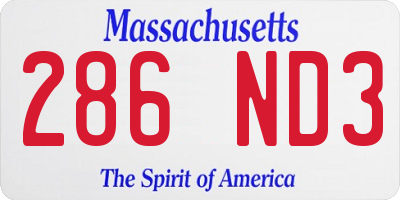 MA license plate 286ND3