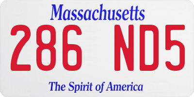 MA license plate 286ND5