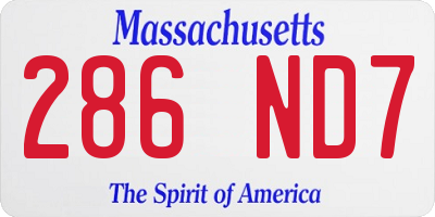 MA license plate 286ND7