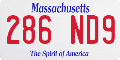 MA license plate 286ND9