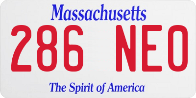 MA license plate 286NE0