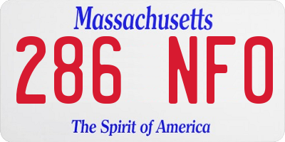 MA license plate 286NF0
