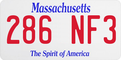 MA license plate 286NF3