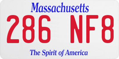 MA license plate 286NF8