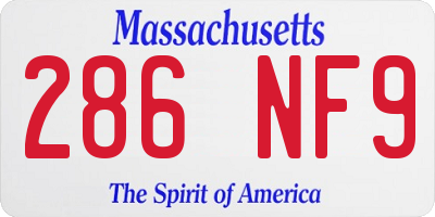 MA license plate 286NF9
