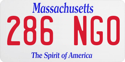 MA license plate 286NG0