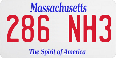 MA license plate 286NH3