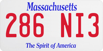 MA license plate 286NI3