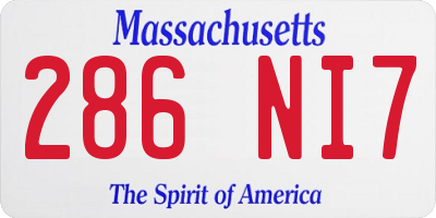 MA license plate 286NI7