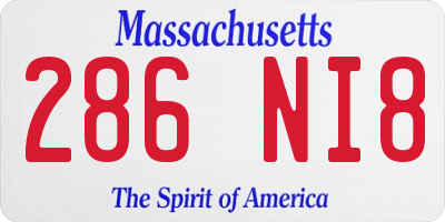 MA license plate 286NI8