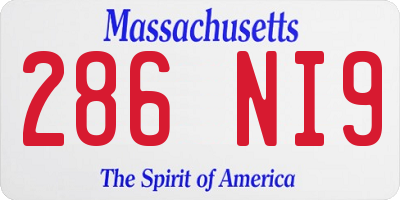 MA license plate 286NI9