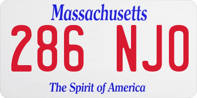 MA license plate 286NJ0