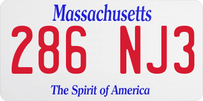 MA license plate 286NJ3