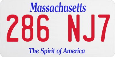 MA license plate 286NJ7