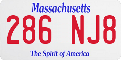 MA license plate 286NJ8