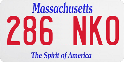 MA license plate 286NK0