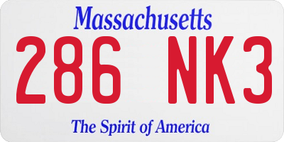 MA license plate 286NK3