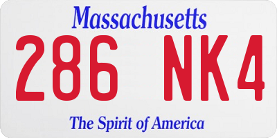 MA license plate 286NK4