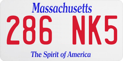 MA license plate 286NK5