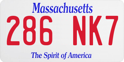 MA license plate 286NK7