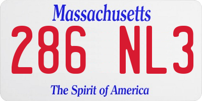 MA license plate 286NL3