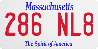 MA license plate 286NL8
