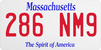 MA license plate 286NM9