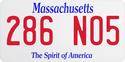 MA license plate 286NO5
