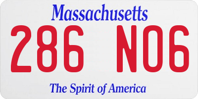 MA license plate 286NO6