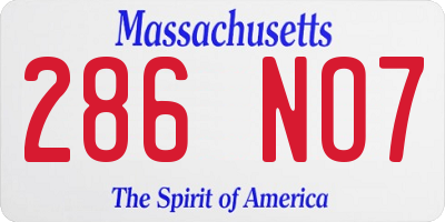 MA license plate 286NO7