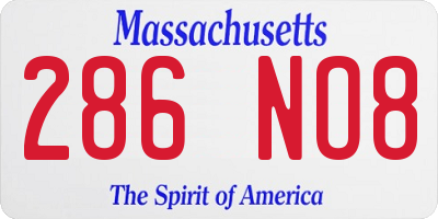 MA license plate 286NO8