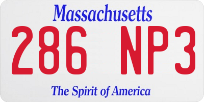 MA license plate 286NP3