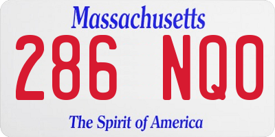 MA license plate 286NQ0