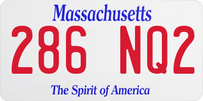 MA license plate 286NQ2